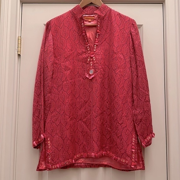 Oliphant Printed Mirror Embellished Pink Tunic S - Picture 1 of 8
